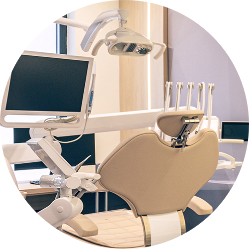 Empty dental exam chair