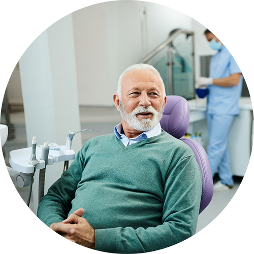 Senior man in the dental chair